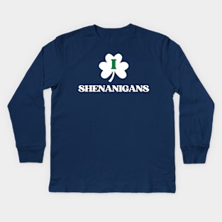 I Love Shenanigans Irish St Patricks Day Shamrock Kids Long Sleeve T-Shirt